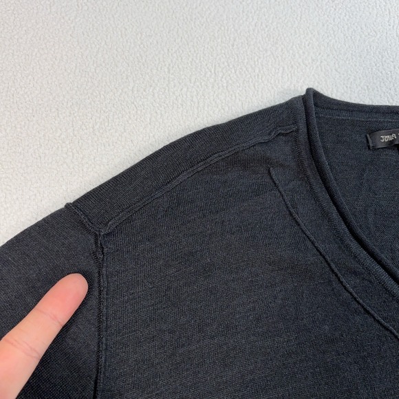 John Varvatos Star USA Lightweight V-Neck Sweater Men L Gray Merino Wool Blend - Picture 11 of 15
